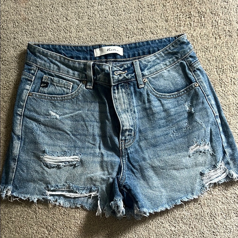 KanCan Blue Distressed Jean Shorts High-Waisted